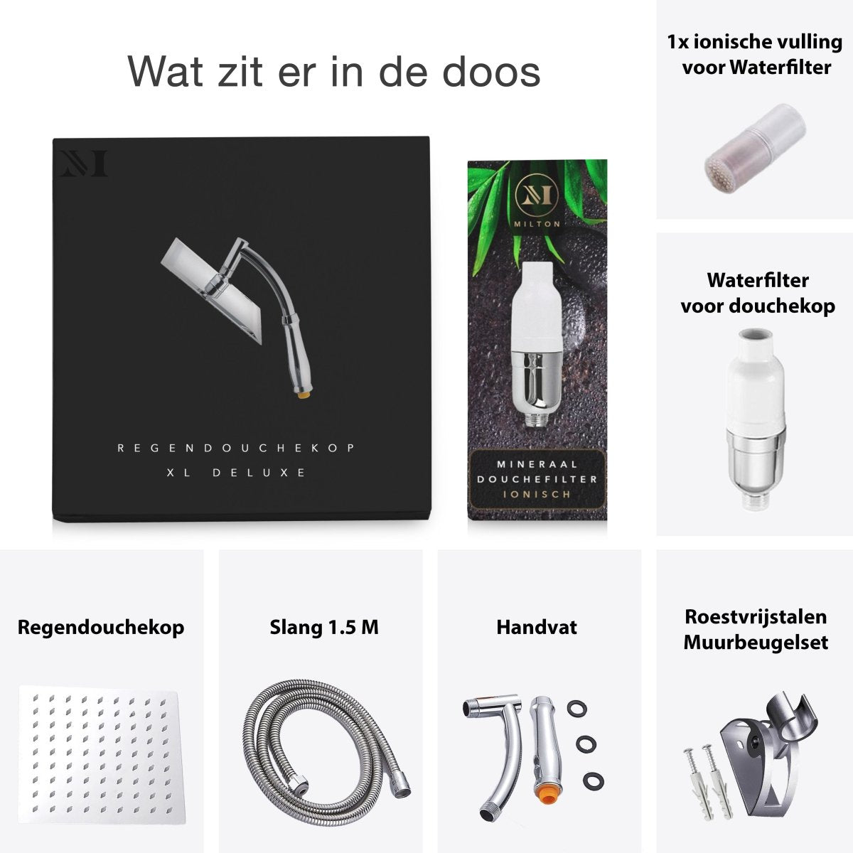 Regendouchekop XL Deluxe Met Mineraalfilter - Milton Accessories