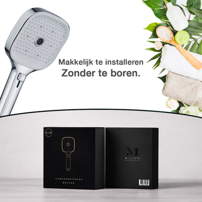 Milton Douchekop - Handdouche – 3 standen – Hoge Druk – Waterbesparend – Chroom - Handdouchekop Deluxe Series