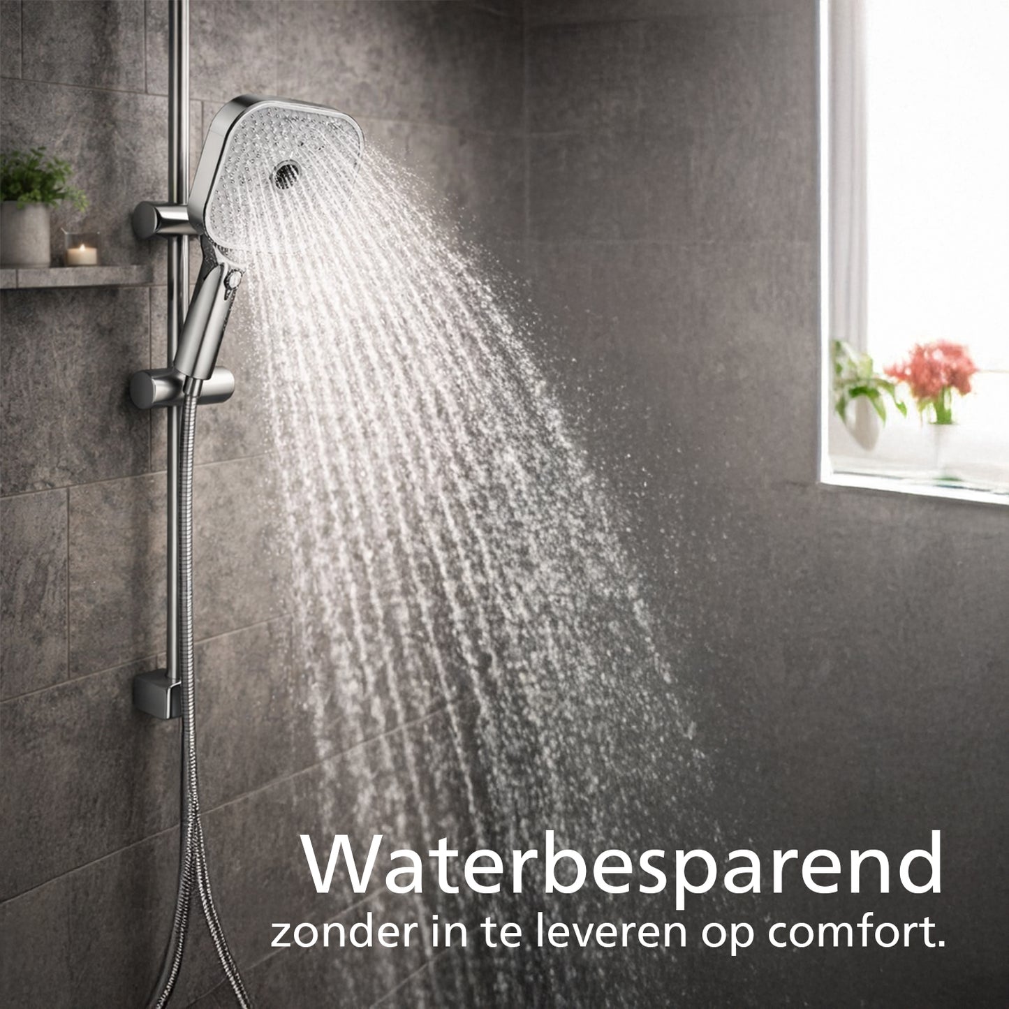 Milton Douchekop - Handdouche – 3 standen – Hoge Druk – Waterbesparend – Chroom - Handdouchekop Deluxe Series