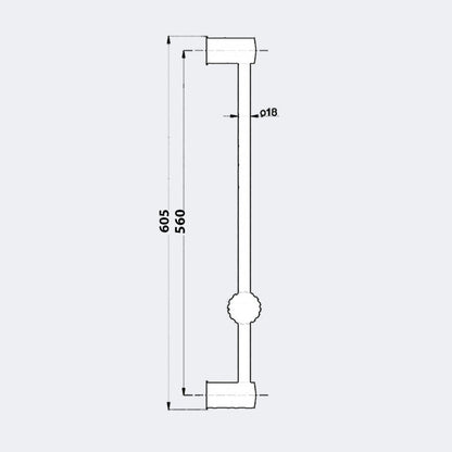 Glijstang Chrome 605mm - Milton Accessories