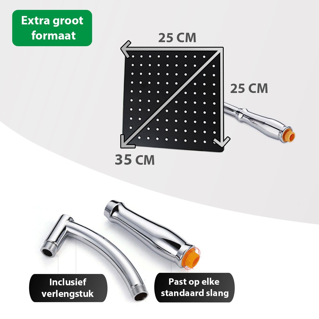 Regendouchekop XL Deluxe Zwart - Milton Accessories